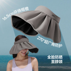蕉下 黑胶贝壳帽大帽檐全遮光遮阳帽显脸小轻量可收纳空顶防晒帽子