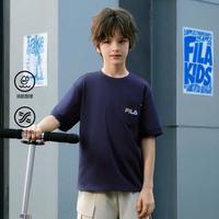 FILA 男中大童（130-175）T恤男童宽松针织短袖衫