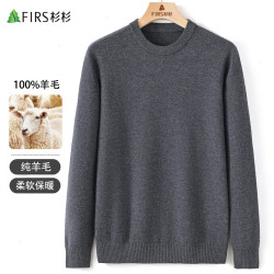 杉杉 100%羊毛 男士圆领薄款针织毛衣