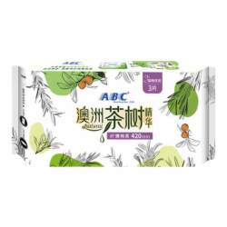 ABC 超长棉柔夜用澳洲茶树卫生巾甜睡420mm组合女姨妈巾N89防侧漏