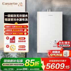 卡萨帝 燃气热水器一级能效离心雾化智能恒温家用天然气强排式增压瀑布洗 A