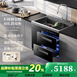 東洋 集成水槽洗碗机一体机纳米黑款双槽水槽全自动家用双槽厨房超声波清洗多功能消毒