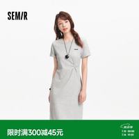 森马 女 夏季扭结开叉正肩T恤裙 101325114009
