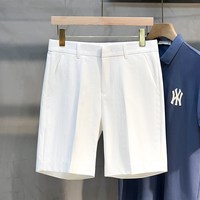 Ekecel 修身直筒 白色 五分裤 男士休闲裤