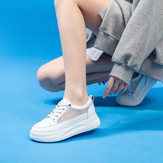 荔季 网面透气厚底软底 白色 女式休闲鞋