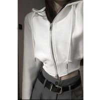 甄格纳 连帽拉链短款收腰女士卫衣