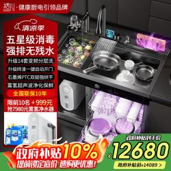 栖川 日本栖川集成水槽洗碗机一体三合一果蔬嵌入式14套洗碗机单独烘干双层上下分层洗