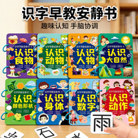 识字早教安静书宝宝识字幼儿识字认字撕撕书粘贴魔术贴早教3-6岁