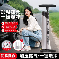 新款爆充加厚双管体高压打气筒真空胎通用电动车汽车自行车