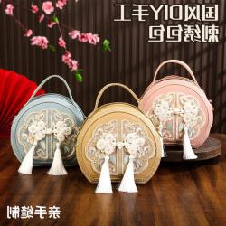 手工DIY编织刺绣包包 新中式百搭小圆包材料包 斜跨包单肩手提复古
