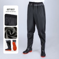 品牌 系列 型号 男士超轻加厚齐腰下水裤皮叉防水衣服雨裤带雨鞋水鞋连身半身抓鱼