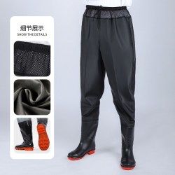品牌 系列 型号 男士超轻加厚齐腰下水裤皮叉防水衣服雨裤带雨鞋水鞋连身半身抓鱼