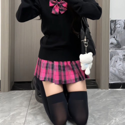 晶米猫 绯樱中 女士学院风百褶裙