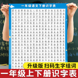 一年级识字表挂图小学语文上册下册同步生字表儿童识字认字墙贴