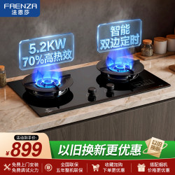 法恩莎 FX205 燃气灶 双灶台 天然气 5.2KW猛火 70%热效率