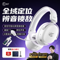 iKF 四模无线 头戴式无线游戏耳机  可视化接收器-银白色