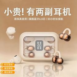 萨勒芬妮 蓝牙耳机 二合一 降噪超长续航跑步运动 石墨黑 2副耳机0感佩戴丨侧睡不压耳