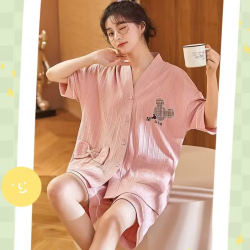 芬腾可安 女士夏季短袖短裤睡衣套装