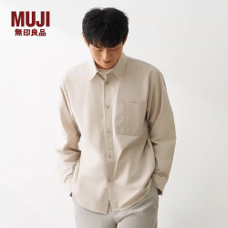 無印良品 MUJI 男式水洗平纹宽版衬衫 AC22WC6S