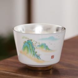 灵沐 鎏银礼盒套装中式定制陶瓷银杯