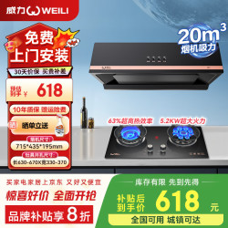 威力 中式油烟机灶具套装 20立方大吸力爆炒家用厨房抽油烟机燃气灶 小尺寸脱排老式出租屋公寓烟灶套装