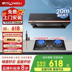 威力 中式油烟机灶具套装 20立方大吸力爆炒家用厨房抽油烟机燃气灶 小尺寸脱排老式出租屋公寓烟灶套装