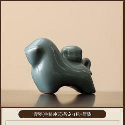 艾格辰 青瓷牛摆件茶宠家居 decor