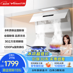 万和 超薄壁画式抽油烟机30m³超强吸力侧吸极简纯白智旋洗挥手