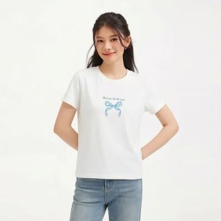 热风 女士蝴蝶结图案短袖T恤