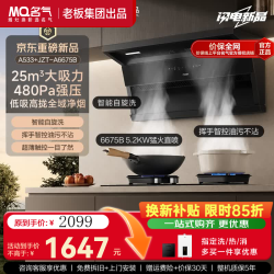 名气 顶侧双吸25风量大吸力挥手智控爆炒一级能效家用自清洁抽吸排油烟机老板出品