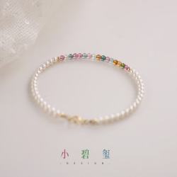 花饰庄园 极细碧玺手链女贝壳珍珠夏设计感小众手串闺蜜礼物甜美可爱 3mm贝珠碧玺17cm