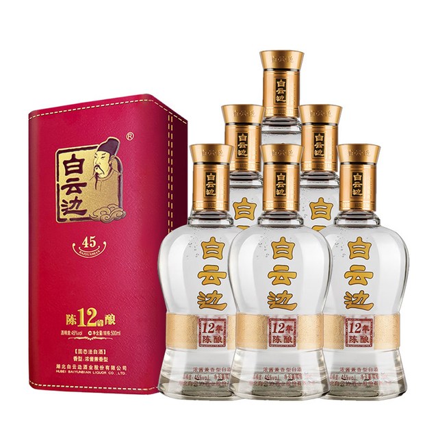 88VIP：白云边 12年45度浓酱兼香型白酒纯粮食酒500ml*6瓶整箱
