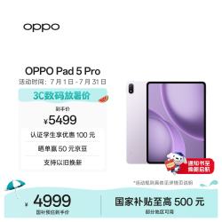 OPPO Pad 5 Pro 13.2英寸 平板电脑（3392*2400、第五代骁龙8 至尊版、16GB、512GB、WiFi版、莫奈紫）