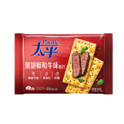 太平 苏打饼干 黑胡椒和牛味100g低糖易消化含膳食纤维 零食早餐下午茶