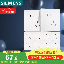 西门子 Adela致典系列 5UB14183NC01 斜五孔插座 雅白 十只装
