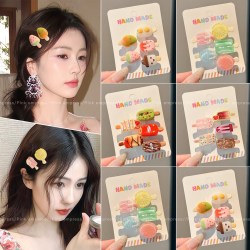 歌米诺 冰淇淋发夹女2026新款创意碎发刘海夹迷你前额侧边一字夹气质发卡 10件