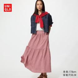 优衣库 女装层叠长裙 半身裙 486098