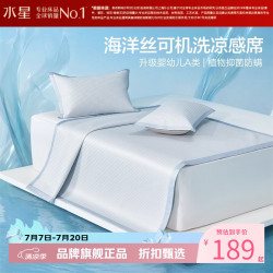水星家纺 A类抑菌防螨提花冰丝席二/三件套空调席凉席子 冰力风凌可水洗提花冰丝席120*195cm