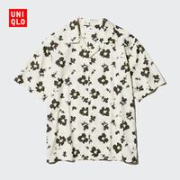 优衣库 477644 莫代尔棉混纺 浅米色 S/165/84A 短袖衬衫