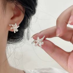 花饰庄园 简约法式复古金属鸢尾花耳钉时尚小众耳环轻奢感新款潮耳饰女 sr1160鸢尾花一对
