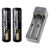 索尼 18650充电锂电池 3000mAh 2节平头+充电器
