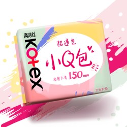 高洁丝 卫生巾小Q包护垫150mm80片柔软透气姨妈巾无护翼