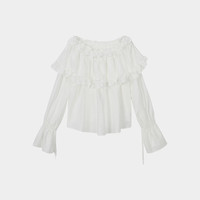 MOUSSY 甜美风女士一字肩衬衫 028JSA30-1038