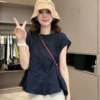 《中国服装》杂志社 韩系圆领亚麻短袖衬衫女2026夏季新款宽松百搭显瘦休闲小衫上衣潮