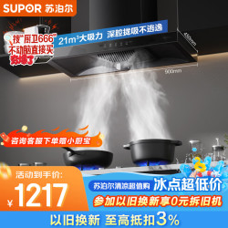 苏泊尔 抽油烟机家用450Pa经典欧式挥手抗污面板DT13+DB07S液化气[套装商品]