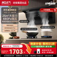 名气 顶侧双吸25风量大吸力挥手智控爆炒一级能效家用自清洁抽吸排油烟机老板出品