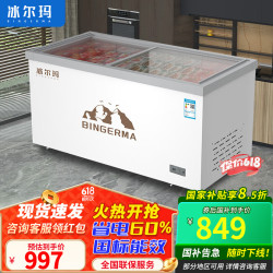 冰尔玛冰柜商用大容量冷柜冰箱冷藏展示柜雪糕柜超市点菜柜保鲜全冷冻两用透明玻璃卧式岛柜家用