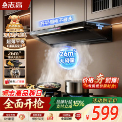 志高 油烟机跨界顶侧一体欧式顶侧双吸抽油烟机 26m³大吸力