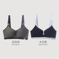 ROVO 双开扣哺乳文胸无钢圈孕妇内衣聚拢防止下垂孕期文胸罩 深豆绿+太空黑