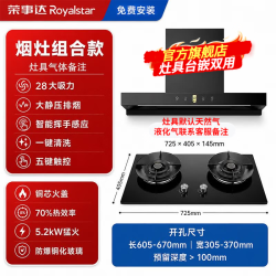 荣事达 政府补贴大吸力上门包安装自动清洁低噪音T字烟灶套装 90标准烟灶套装-5.2K猛火-铜盖（天然/液化）